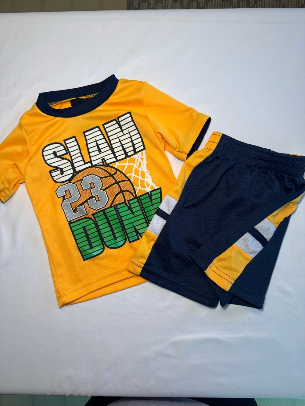 Quad Seven Boys Yellow & Navy 'Slam Dunk 23' Basketball Matching Set